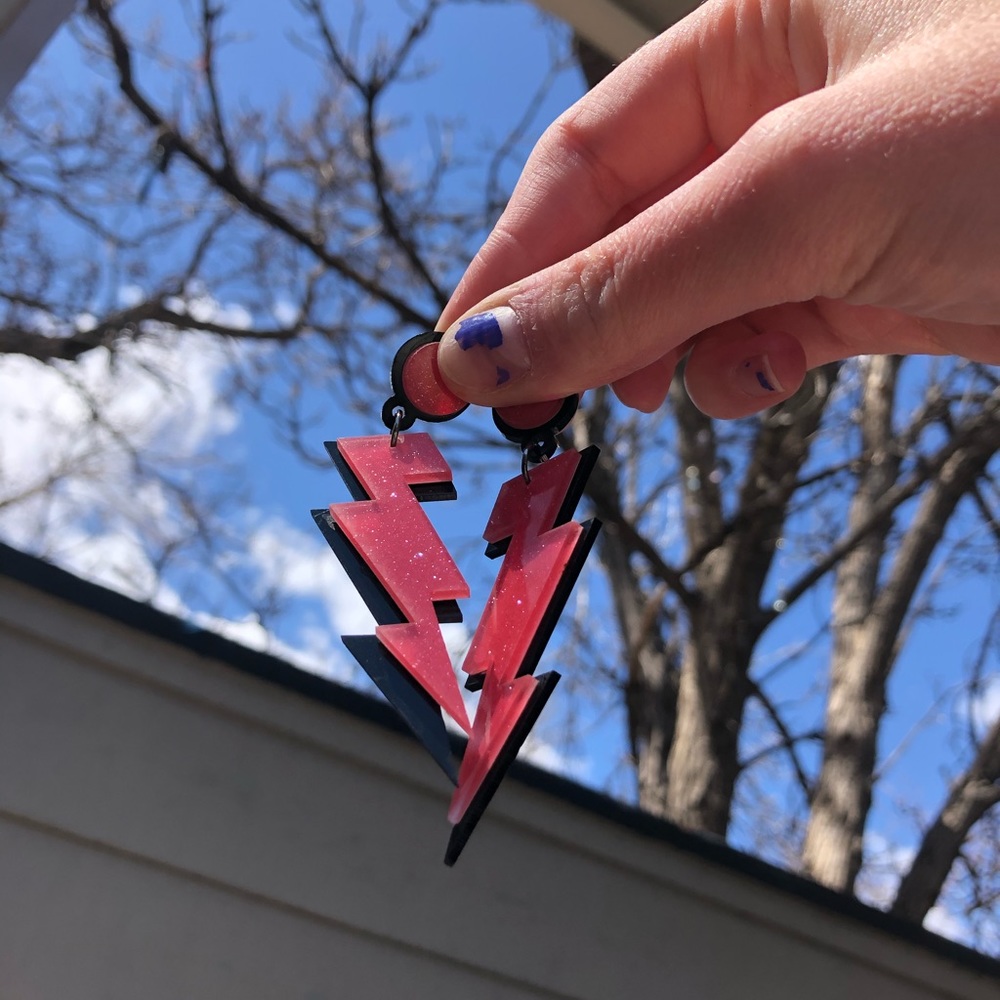Y2K Glitter Lightning Earrings